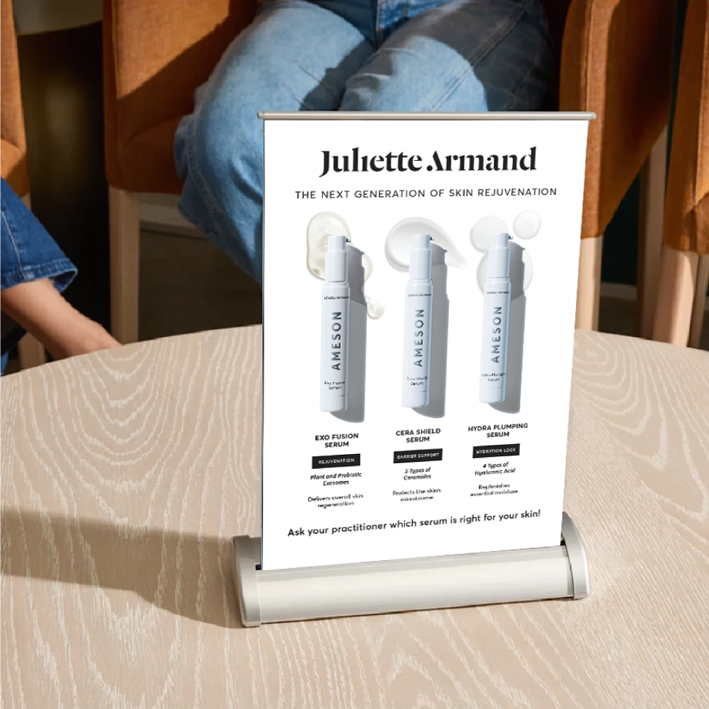 JA AMESON New Serums Tabletop Pull-Up Banner